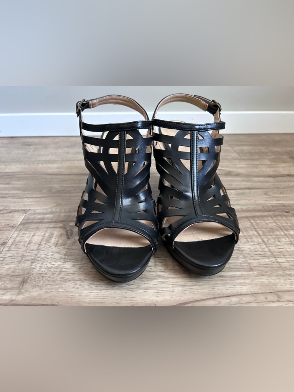 Chinese Laundry perp toe Black Cutout Slingback High Heel Sandals sexy date - Picture 7 of 8